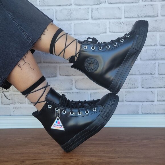 ⭐Converse Chuck Taylor All Star Wedge Platform 8.5 Patent Leather Shoes A12827C⭐ - Picture 8 of 13